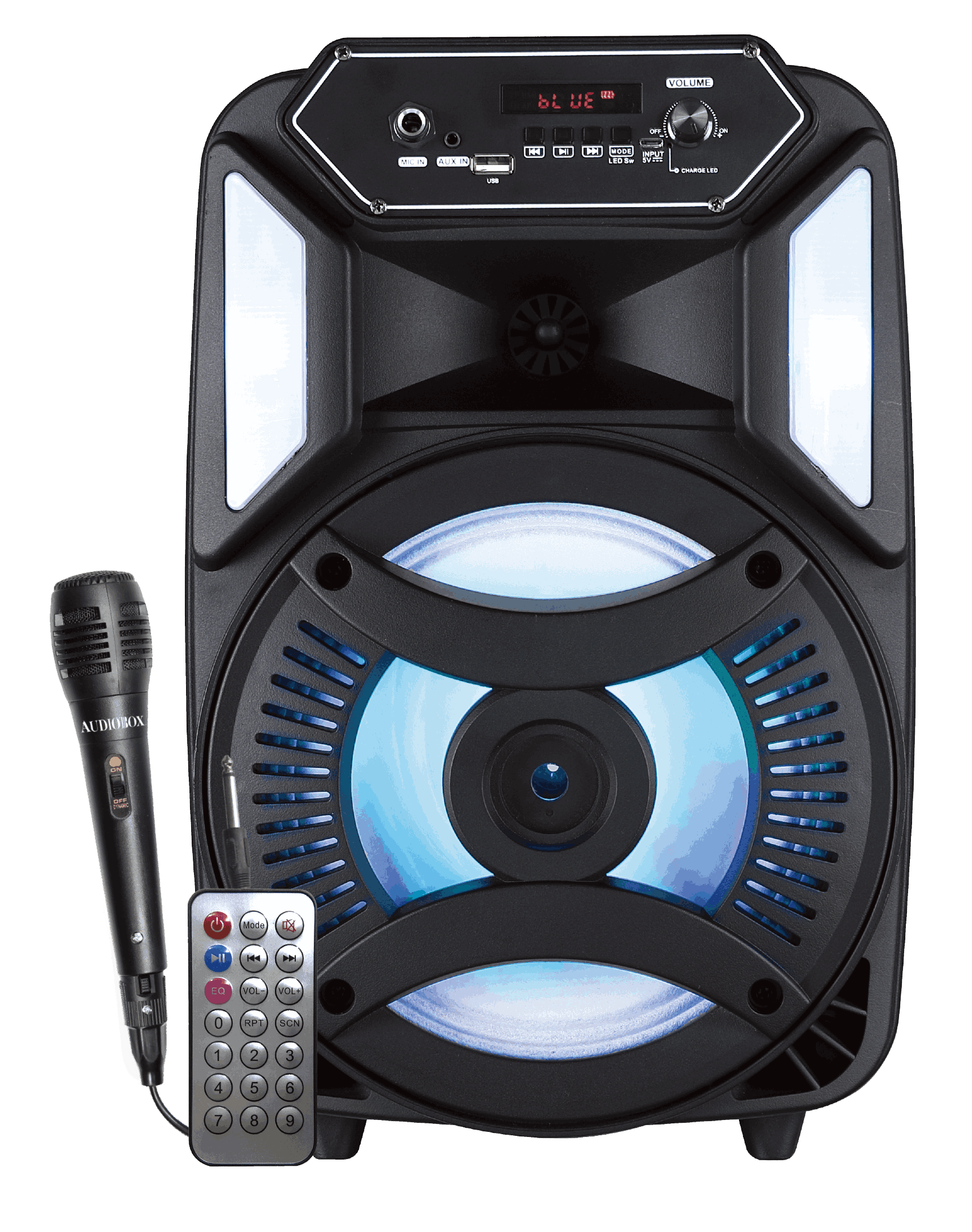 ABX-800R 8” Portable PA Karaoke Speaker with Light Show and Wired Micr