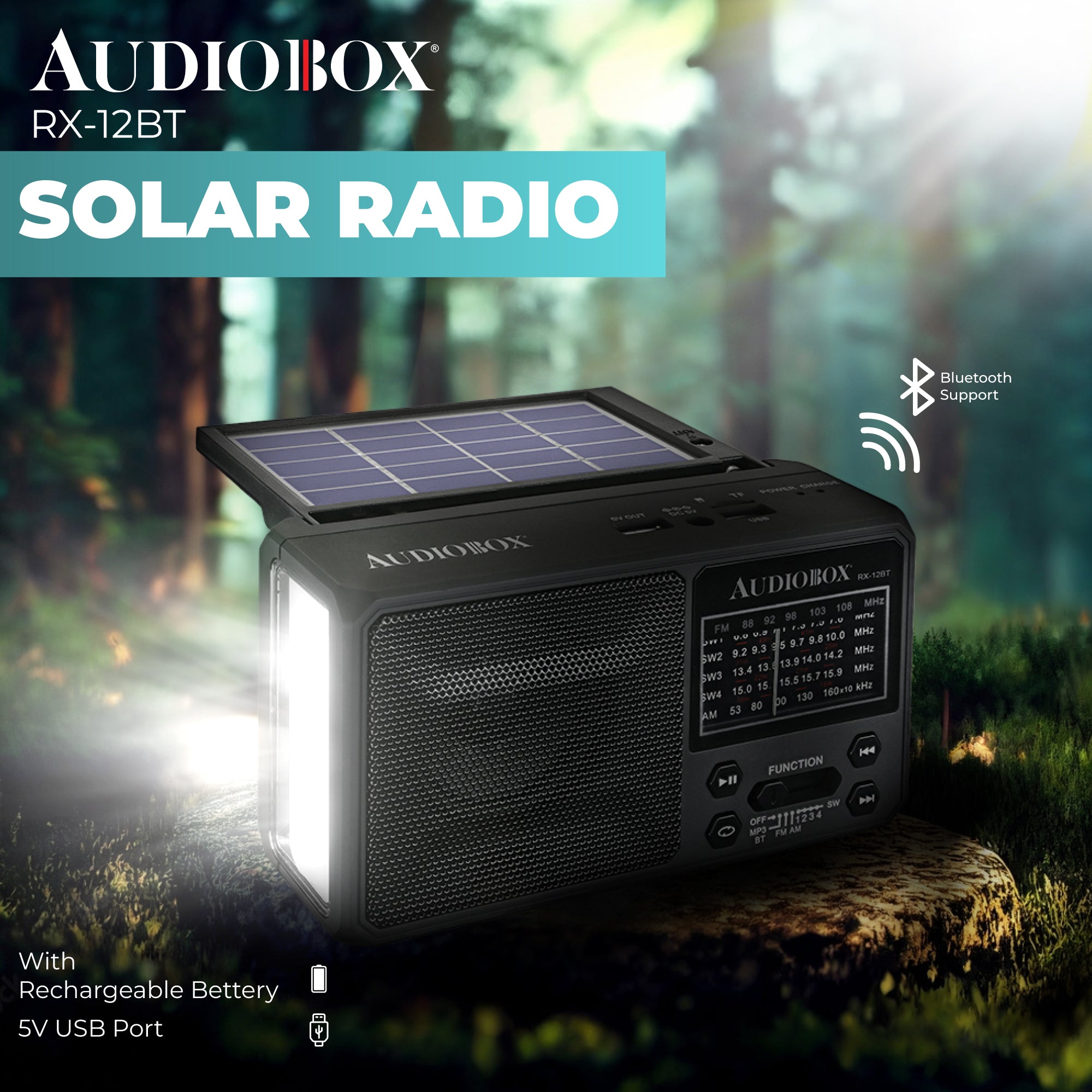 RX-12BT Multi-Band Solar Radio with Bluetooth