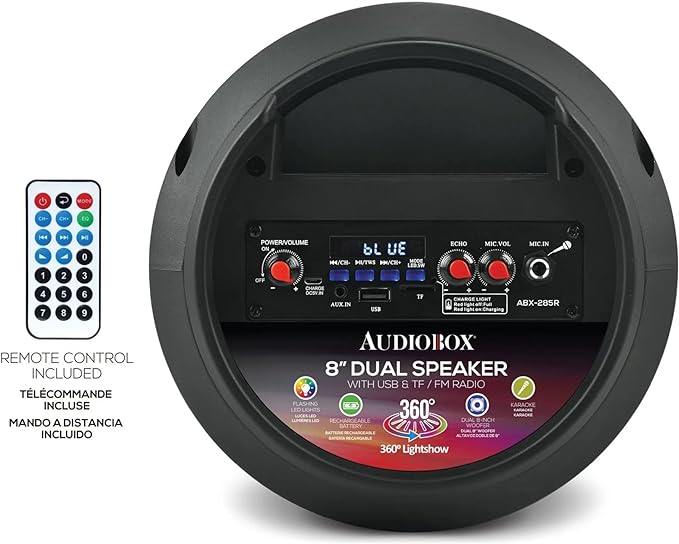 New Audiobox Fun & Loud Portable Bluetooth Karaoke Speaker with 360 Degree Lights & Microphone, Great for Kids & Adult Rechargeable