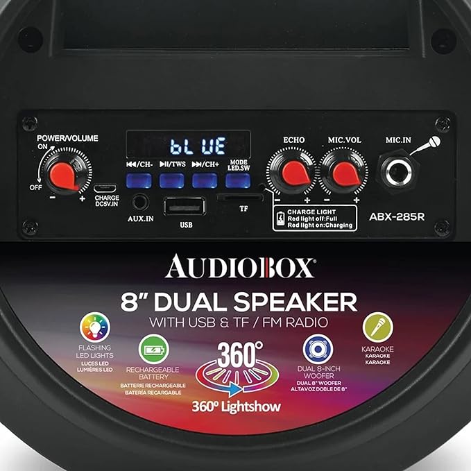 New Audiobox Fun & Loud Portable Bluetooth Karaoke Speaker with 360 Degree Lights & Microphone, Great for Kids & Adult Rechargeable