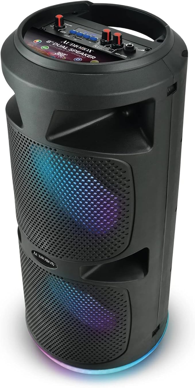 New Audiobox Fun & Loud Portable Bluetooth Karaoke Speaker with 360 Degree Lights & Microphone, Great for Kids & Adult Rechargeable