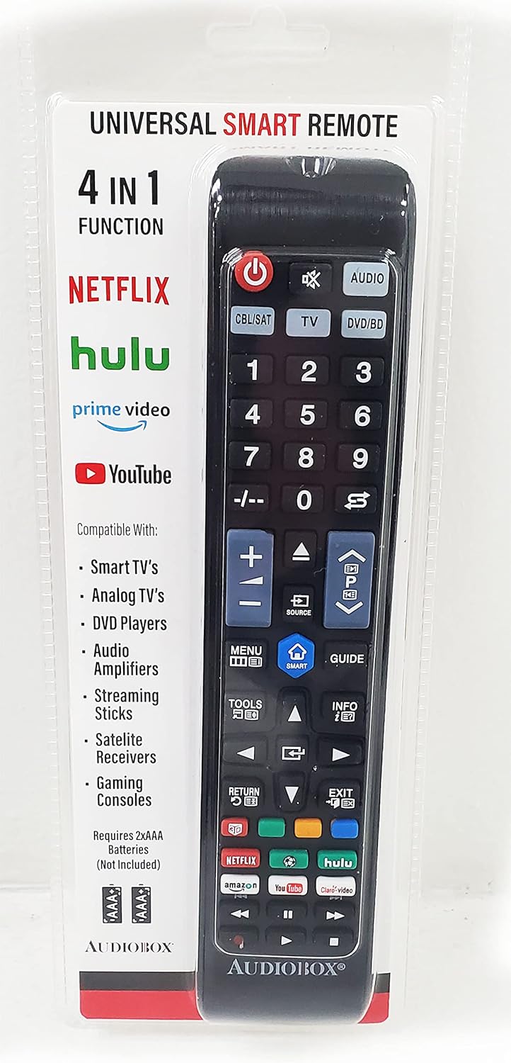 New 10-in-1 Universal Smart Remote Control for Smart TVs, Roku, DVD Players, Amplifiers - Dedicated App Buttons for Netflix, Hulu, and YouTube