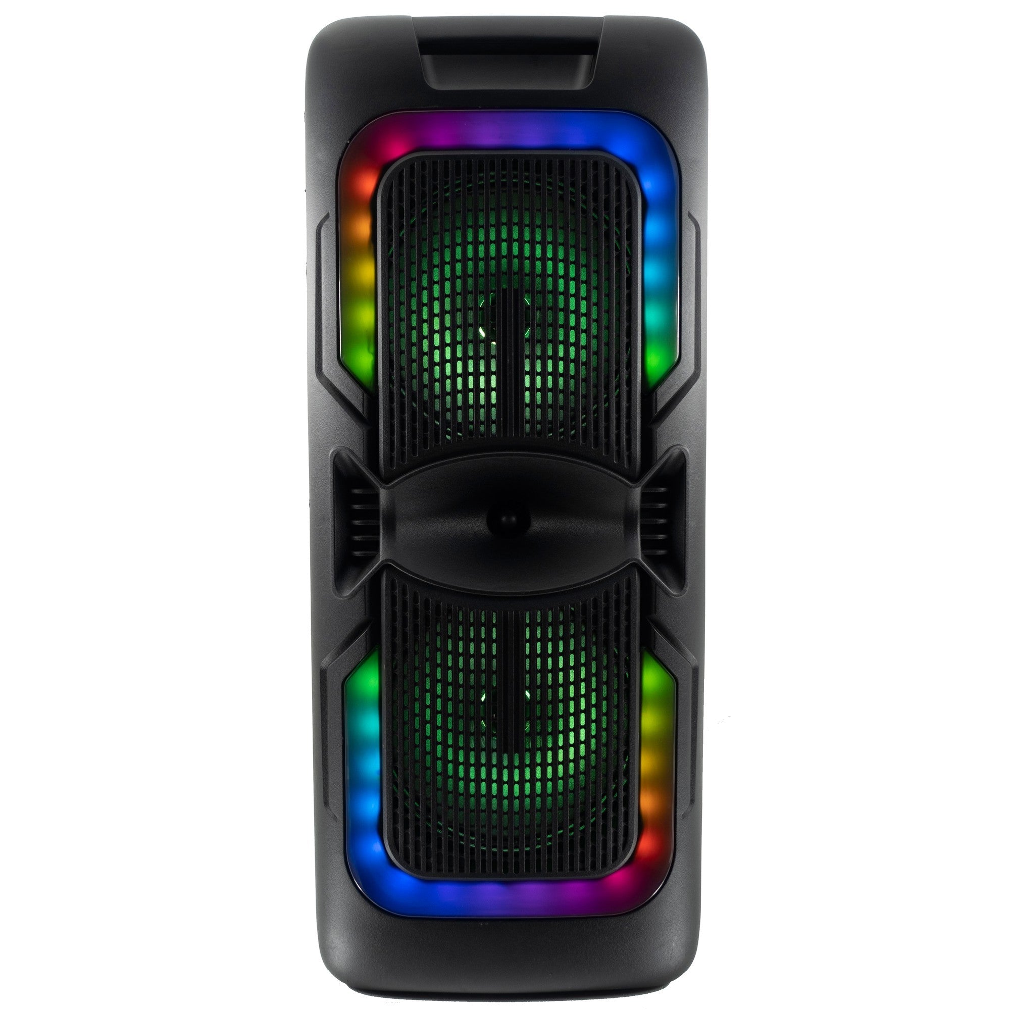 AudioBox ABX-2085R Rechargeable Bluetooth Party Speaker with Mic, Dual 8" Woofers, WaveSync, USB/TF/FM/AUX, Type-C Charging, Portable for Indoor & Outdoor Use