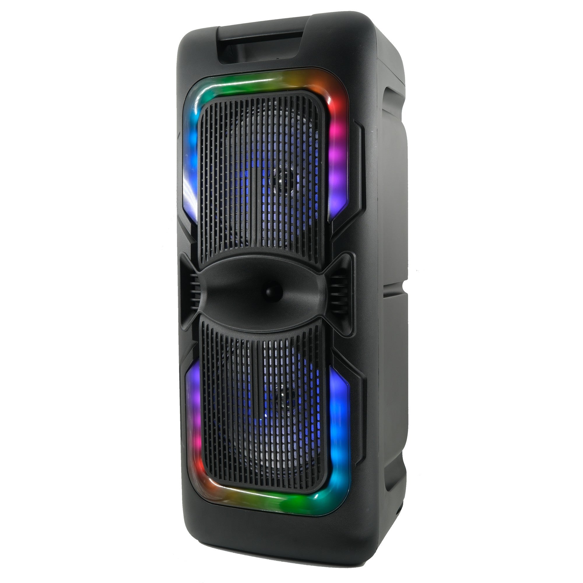 AudioBox ABX-2085R Rechargeable Bluetooth Party Speaker with Mic, Dual 8" Woofers, WaveSync, USB/TF/FM/AUX, Type-C Charging, Portable for Indoor & Outdoor Use