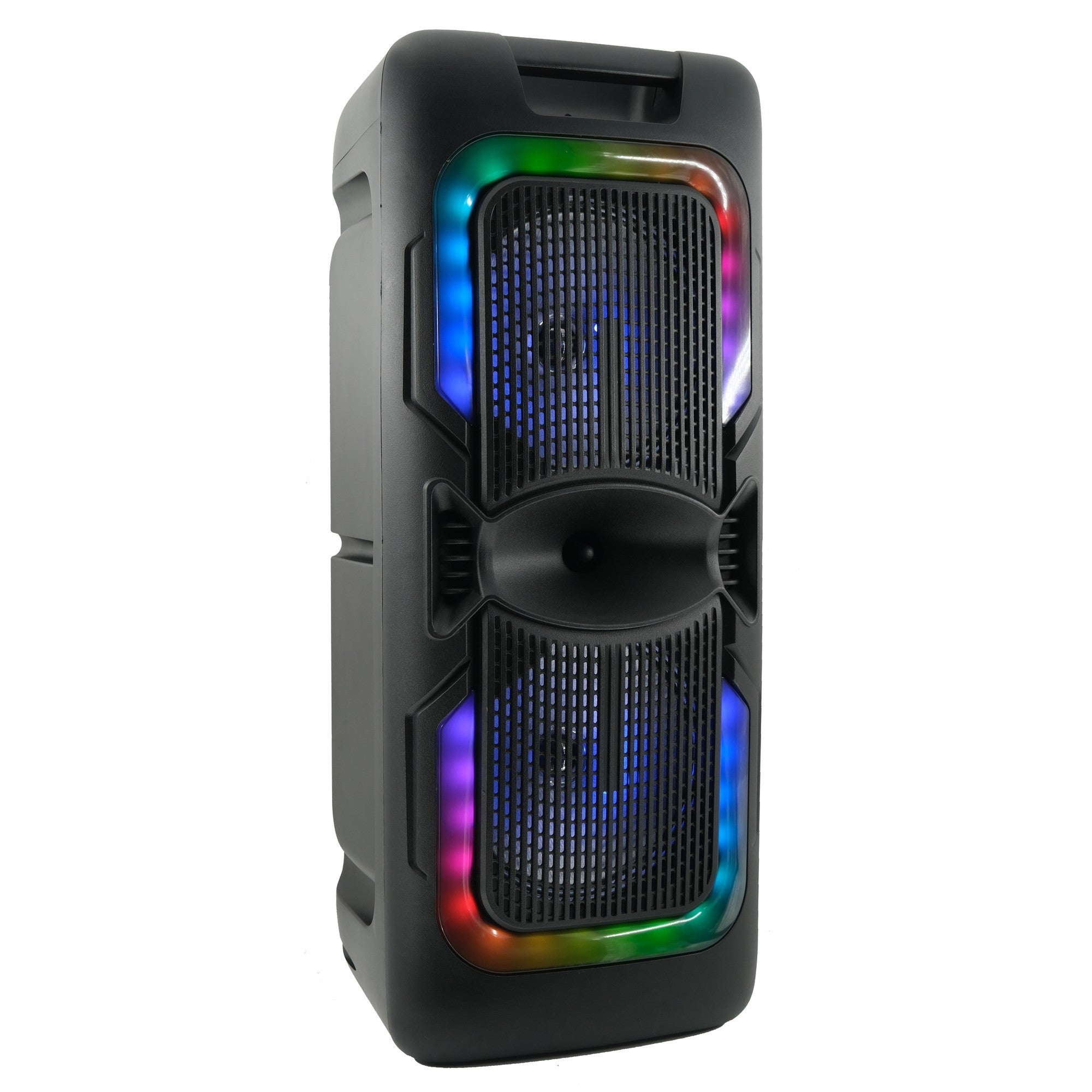 AudioBox ABX-2085R Rechargeable Bluetooth Party Speaker with Mic, Dual 8" Woofers, WaveSync, USB/TF/FM/AUX, Type-C Charging, Portable for Indoor & Outdoor Use