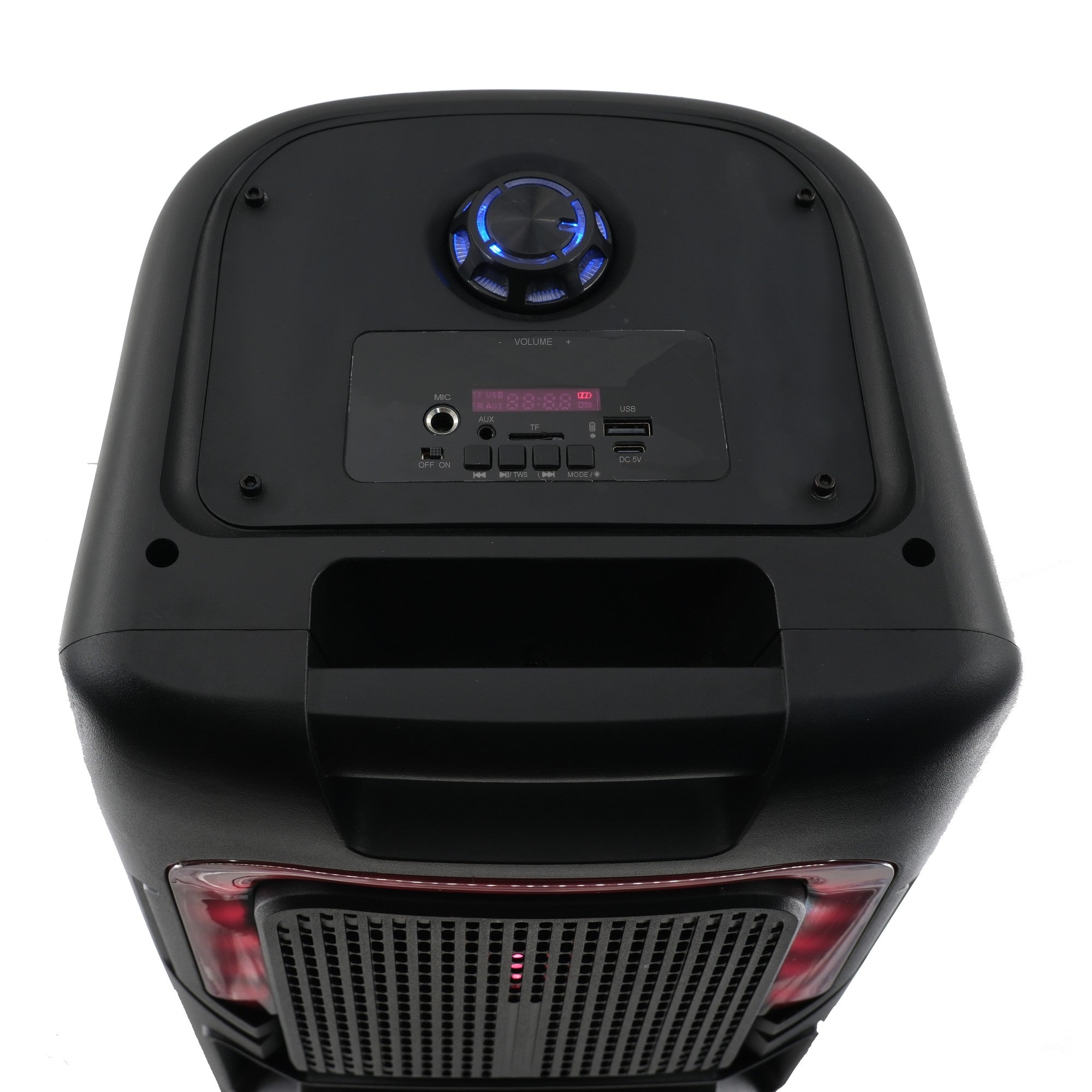 AudioBox ABX-2085R Rechargeable Bluetooth Party Speaker with Mic, Dual 8" Woofers, WaveSync, USB/TF/FM/AUX, Type-C Charging, Portable for Indoor & Outdoor Use