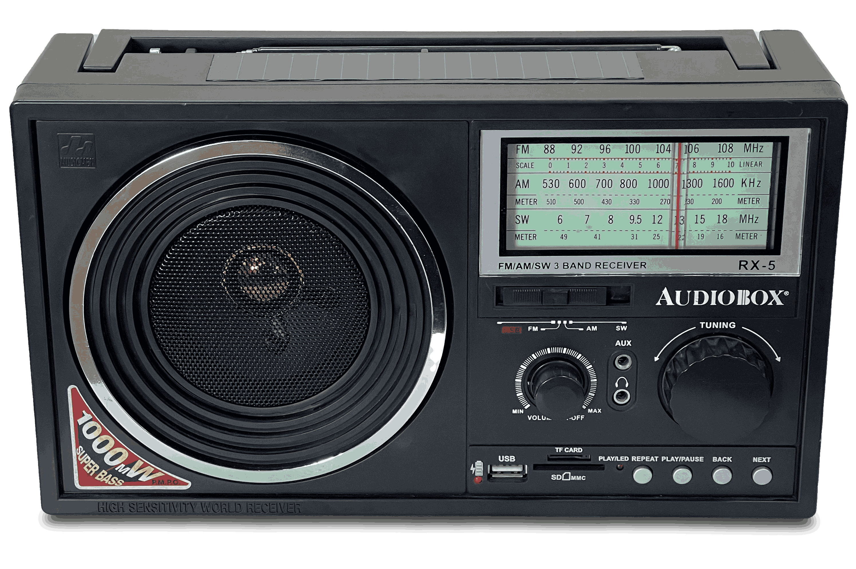 RX-5BT Solar-Powered 3-Band Radio with Bluetooth