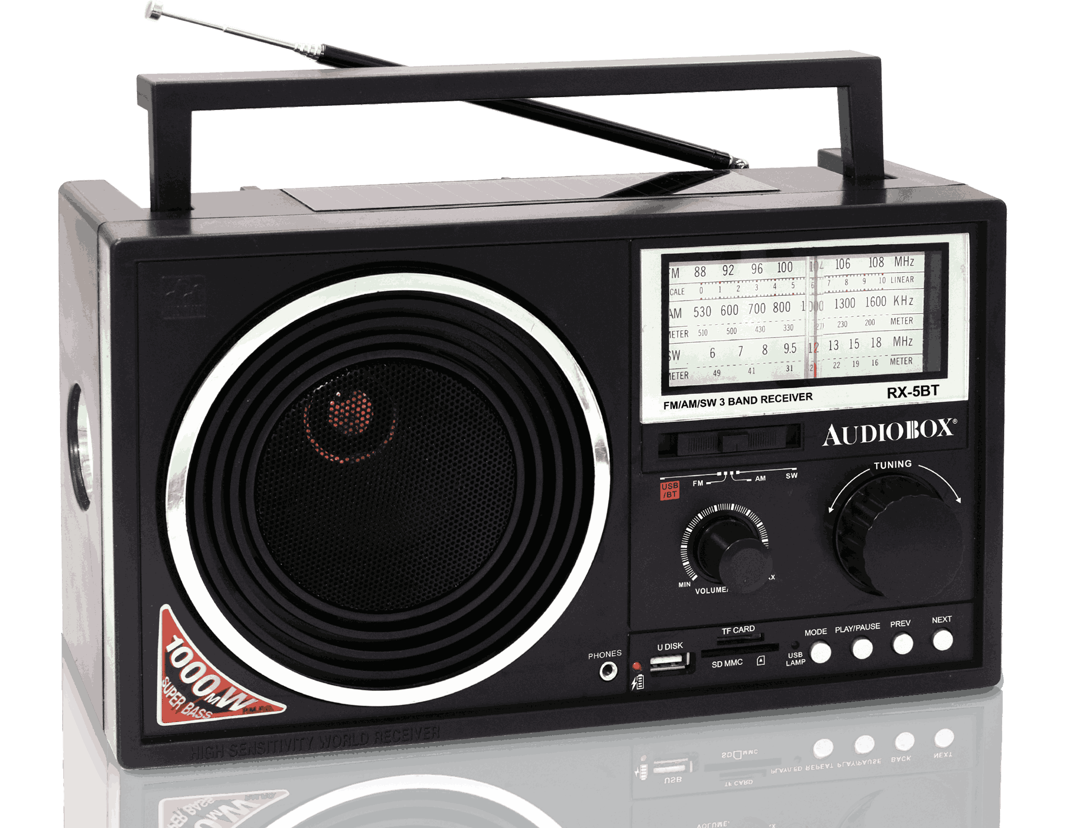 RX-5BT Solar-Powered 3-Band Radio with Bluetooth