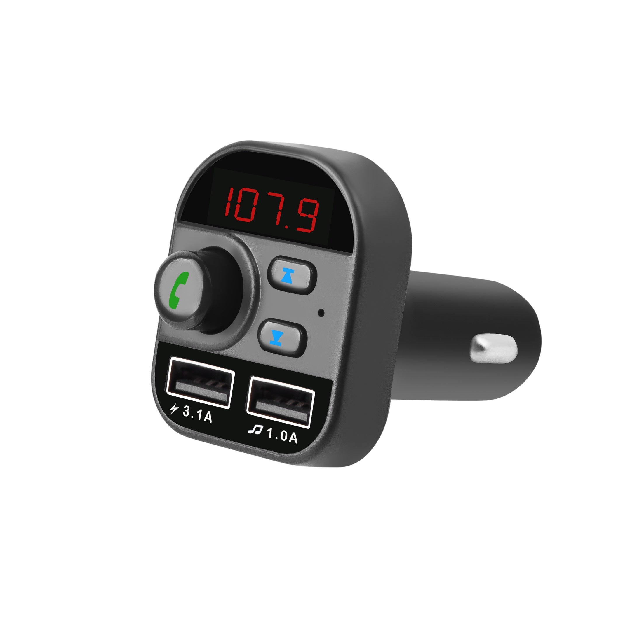 Audiobox TR-10 Bluetooth Transmitter with Display, Hands-Free Calling, Dual USB Charging Ports