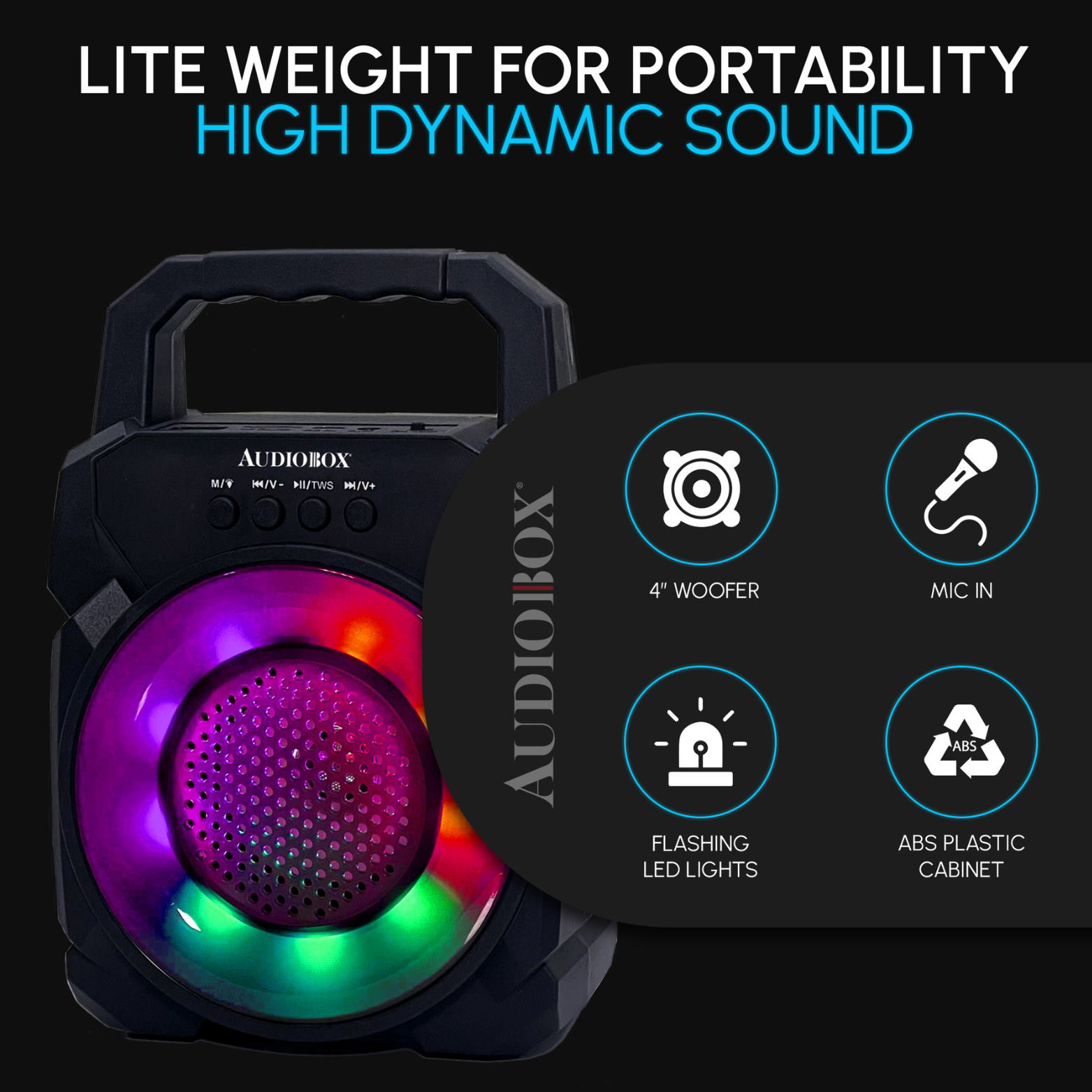 ABX-30R 4” Portable PA Speaker with Ring Light