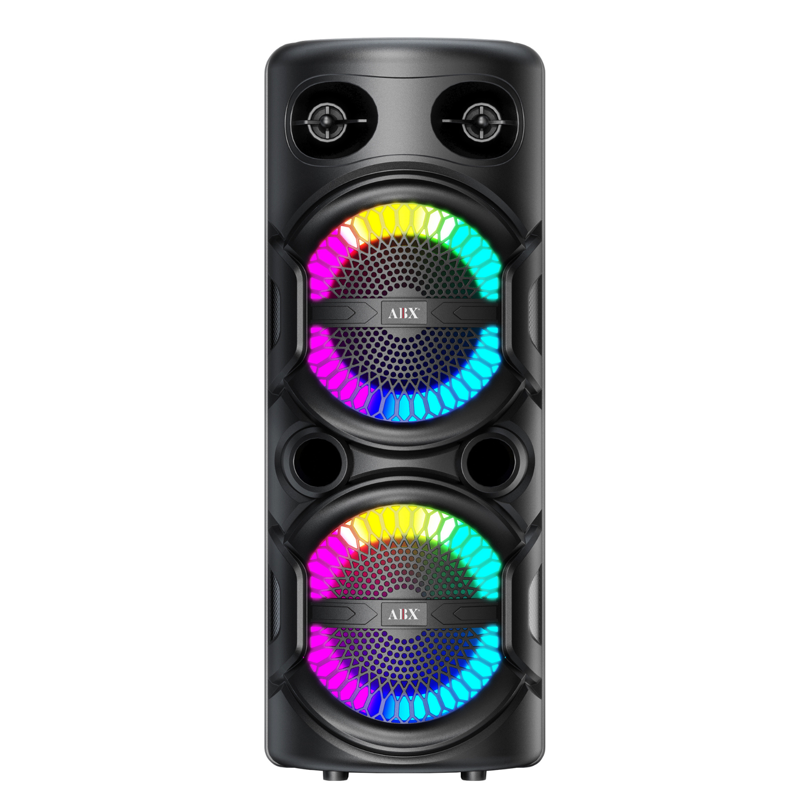 ABX-286R Dual 8" Party Speaker with Ring Lights and Wired Microphone