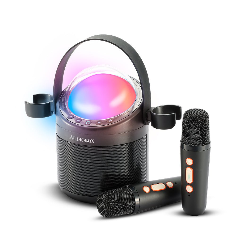 Audiobox ABK-500 Kids Karaoke Machine – 2 Wireless Mics, Voice Effects & LED Lights!