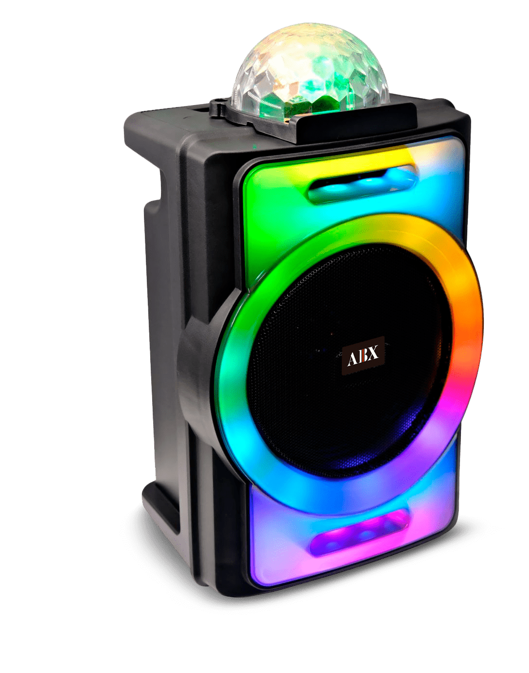 AudioBox ABX-890R – 8” Bluetooth Party Speaker, 360° Disco Lights, WaveSync, Rechargeable Battery, Wired Mic, FM Radio & Multiple Inputs