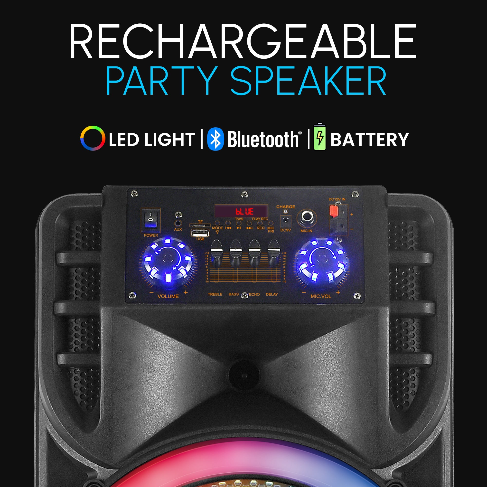 ABX-214R Dual 12" PA Speaker with RGB Party Lights