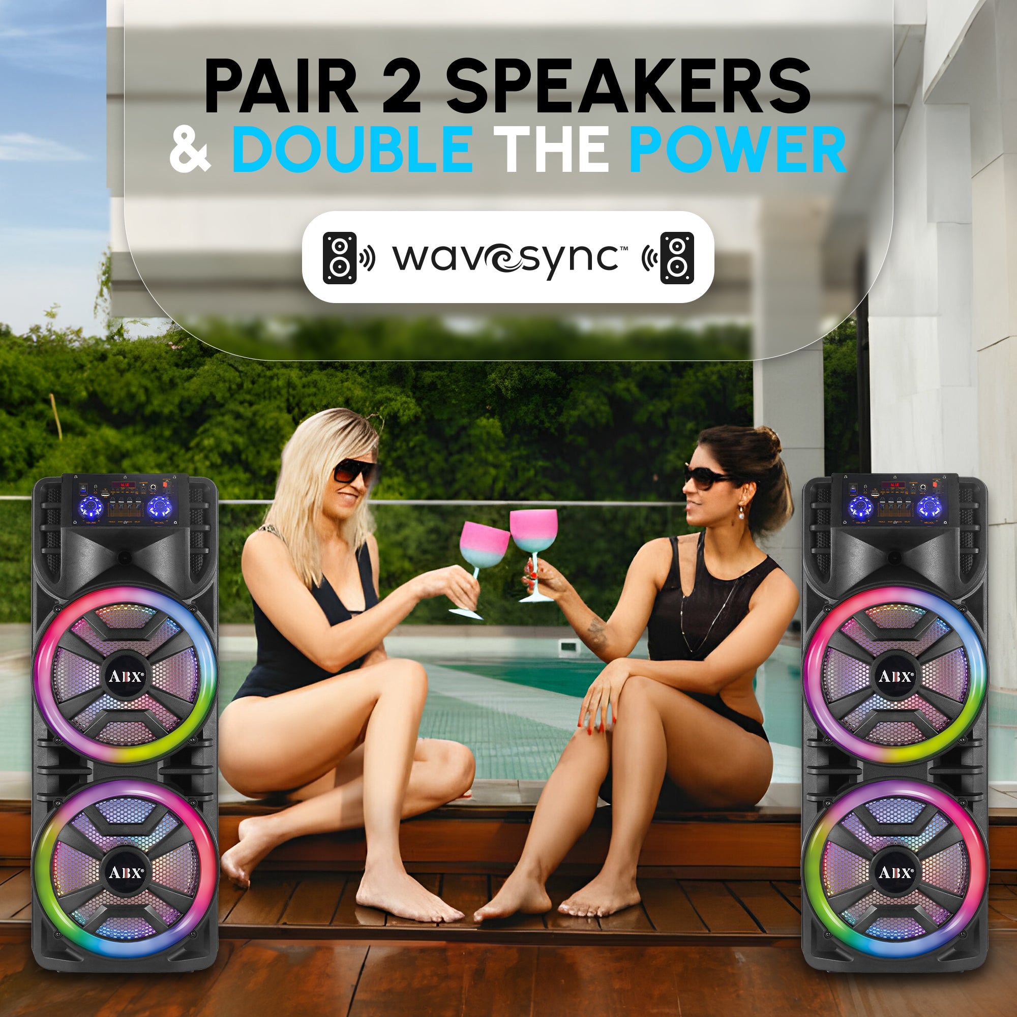 ABX-214R Dual 12" PA Speaker with RGB Party Lights